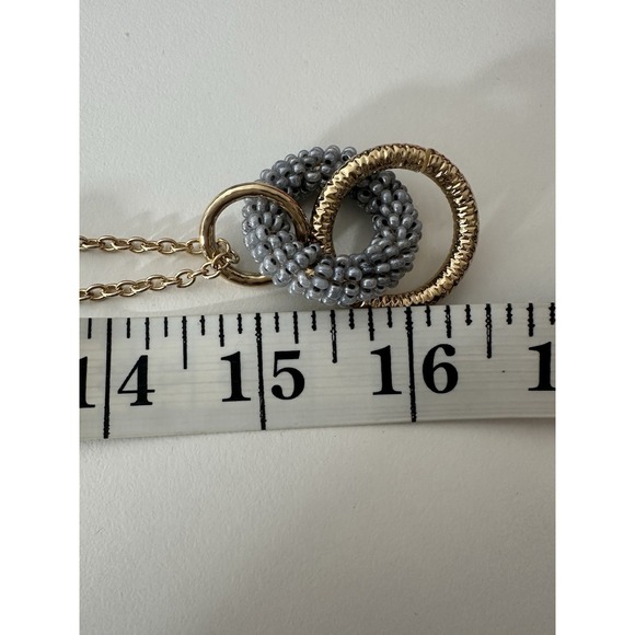 New Banana Republic Necklace Long Pendant Gold Blue Jewelry Cóctel Party‎ Career - Picture 7 of 8